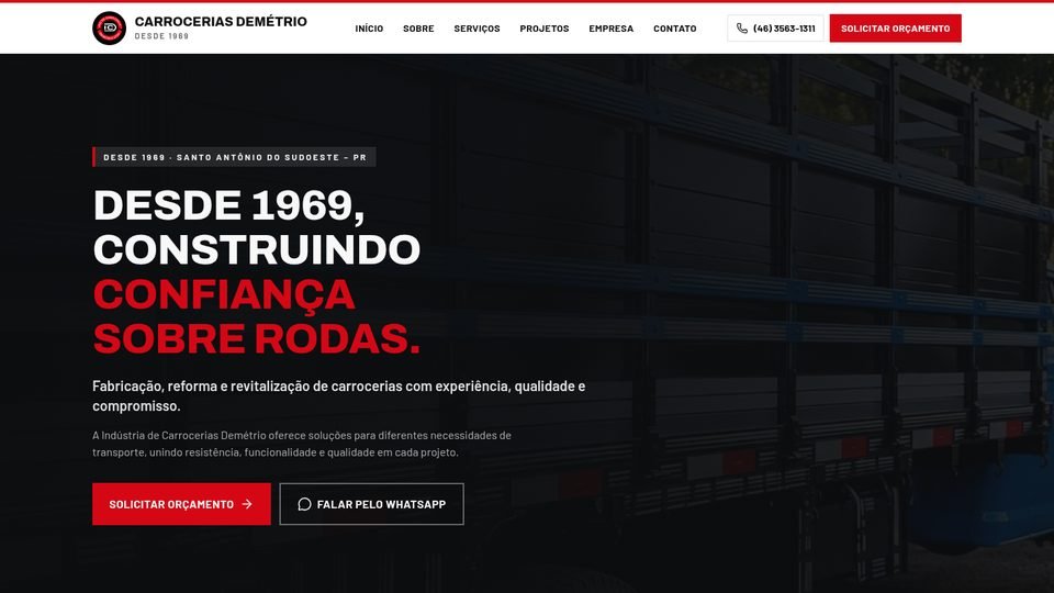 Prévia do site Carrocerias Demétrio